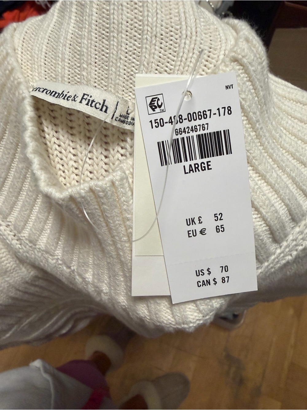 NWT Abercrombie Sleeveless Mock Neck Knit Top - Cream - Picture 4 of 5